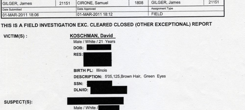 The police report on the Koschman investigation.