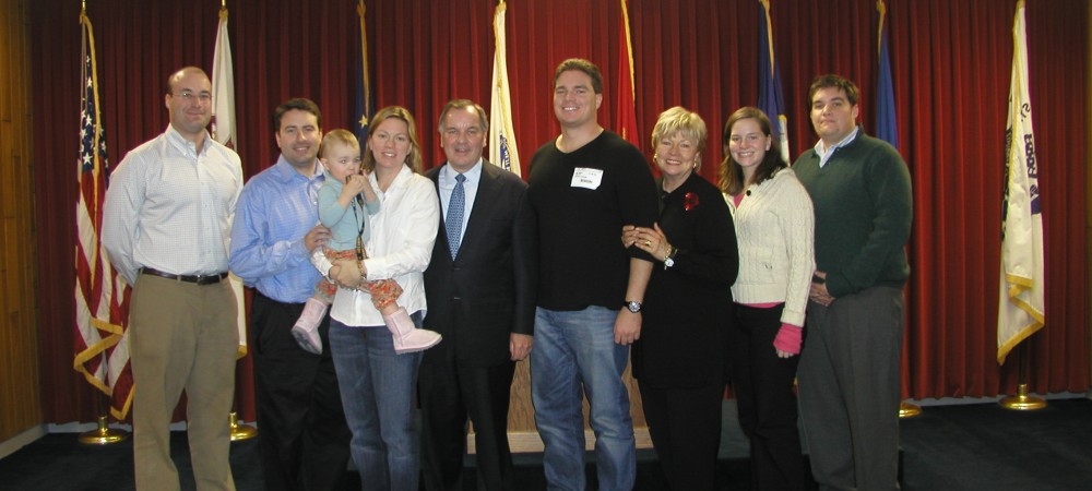 Richard J. "R.J." Vanecko (left) is seen here with members of Mayor Daley's family during a ceremony at the Chicago’s Military Entrance Processing Station to honor Patrick Daley.