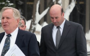 Richard J. "R.J." Vanecko (right) leaves the Cook County courthouse in Rolling Meadows on Thursday. | Tim Boyle/For Sun-Times Media