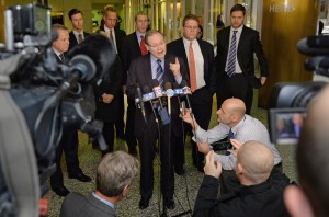 Former U.S. Attorney, Dan Webb talks to the media at the Rolling Meadows Courthouse Friday afternoon. | Brian O'Mahoney/For Sun-Times Media