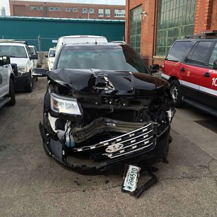 This is the city-owned vehicle that was driven by former Deputy Fire Commissioner John McNicholas at the time of a crash on Lake Shore Drive.